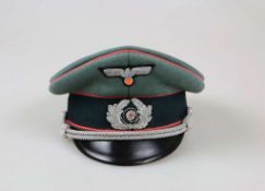 Wehrmacht Schirmmütze für Offiziere der Panzertruppe, Waffenfarbe rosa, Sattelform, feinster