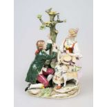 Sitzendes Paar mit Schäfchen, Porzellanfigur wohl aus der Porzellan Manufaktur Rudolstadt/