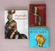 Konvolut Waffen und Rüstungen, drei Bücher: Johannes Schöbel, Prunkwaffen & Rüstungen; Vesey Norman,