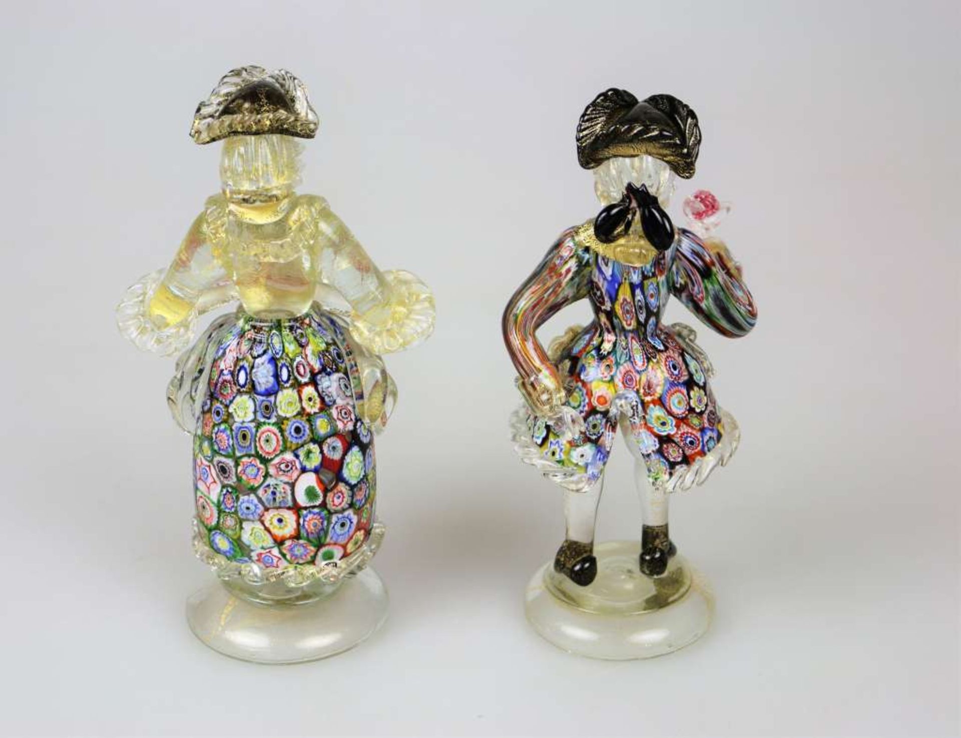 Paar Glasfiguren, wohl Fratelli Toso Murano. Vollplastische Darstellung eines herrschaftlich - Bild 2 aus 2