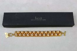 Otazu, doppelreihiges Glieder-Armband in Kordelform, vergoldet mit 23 erhöht gefassten Swarowski