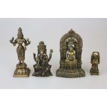 Konvolut asiat. Heiliger, Metallguss, 19./20. Jh.: Ganesha, lachender Buddha, meditierender