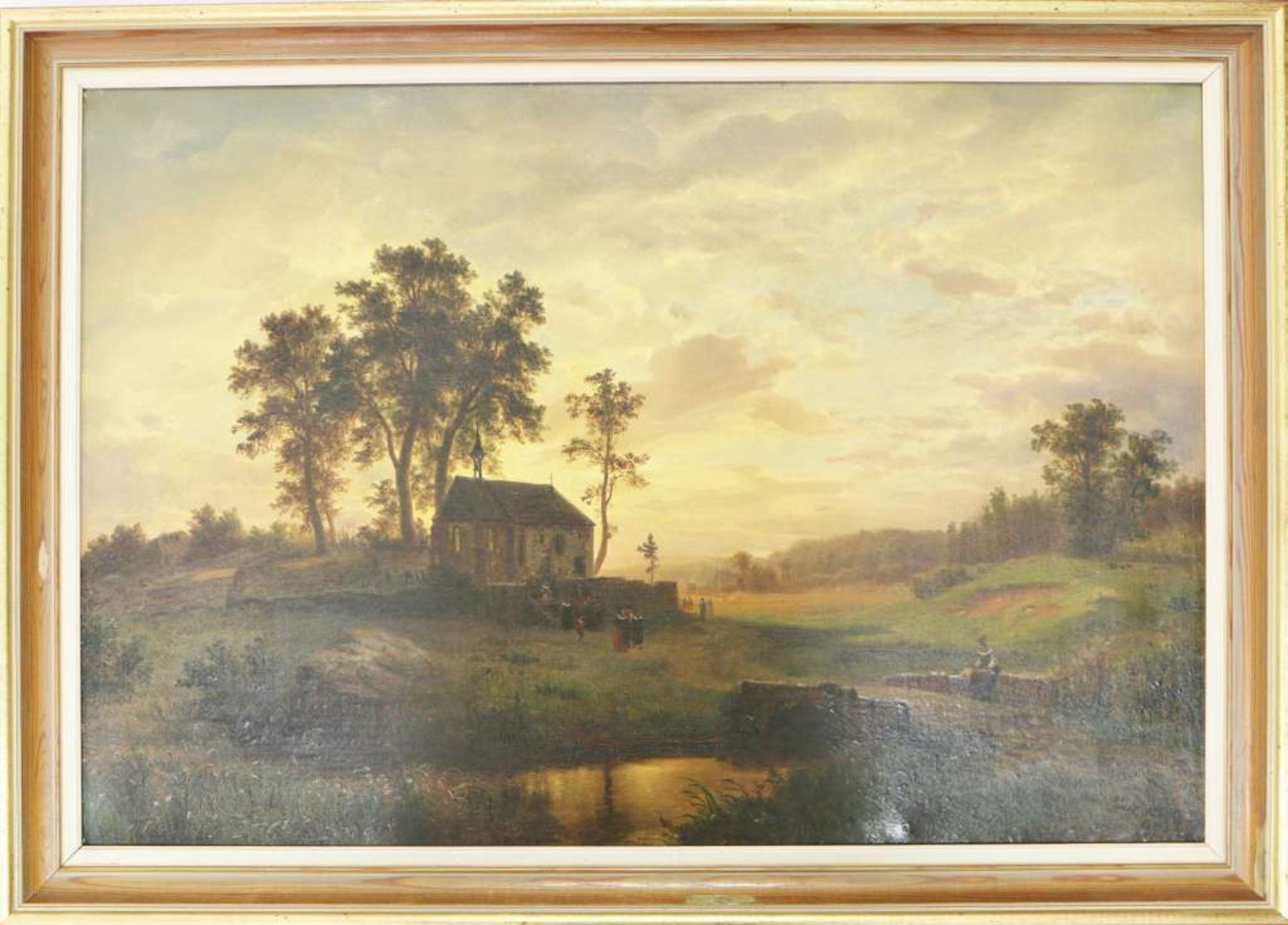 Wilhelm KLEIN (1821-1897), Öl auf Leinwand, u.re. sign. u. dat. 1859, Romantische Abendstimmung. - Bild 2 aus 4