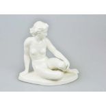 Porzellanfabrik Cortendorf Julius Griesbach, Keramik-Figur, "Sitzender, weiblicher Akt" um 1950,