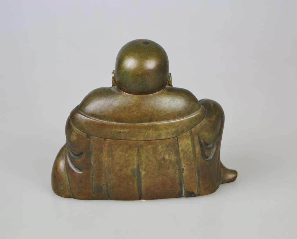 Lachender Buddha, Metallguss, 20. Jh., H.: 20,5 cm. - Image 2 of 2