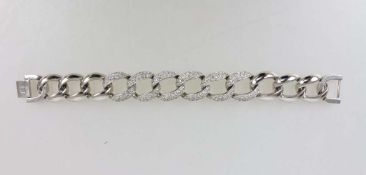 Silberfarbenes Gliederarmband, sechs Glieder mit Diamantsplitterersatz, einfacher