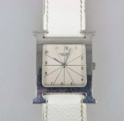 Hermès Damenarmbanduhr "Heure H", Quarz, Edelstahlgehäuse mit Saphirglas, silber guillochiertes