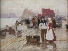 Alexander RAU (1878-1944), Öl auf Leinwand, Holländischer Hafen mit Fischmarkt, u.li. sign., Maße: