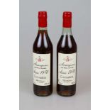 Armagnac, 2 Flaschen, 700 ml, Jahrgang 1970, wohl in den 80er Jahren abgefüllt, Hersteller: