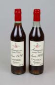Armagnac, 2 Flaschen, 700 ml, Jahrgang 1970, wohl in den 80er Jahren abgefüllt, Hersteller: