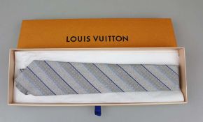 Louis Vuitton, Krawatte, verschiedene Grautöne mit blauen Streifen, Neuware im Okt.