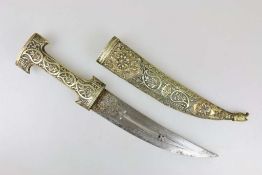 Osmanisches Reich, Dolch mit verstellbarer Doppelklinge 19 Jh., Silber- und Goldtauschiert, leicht