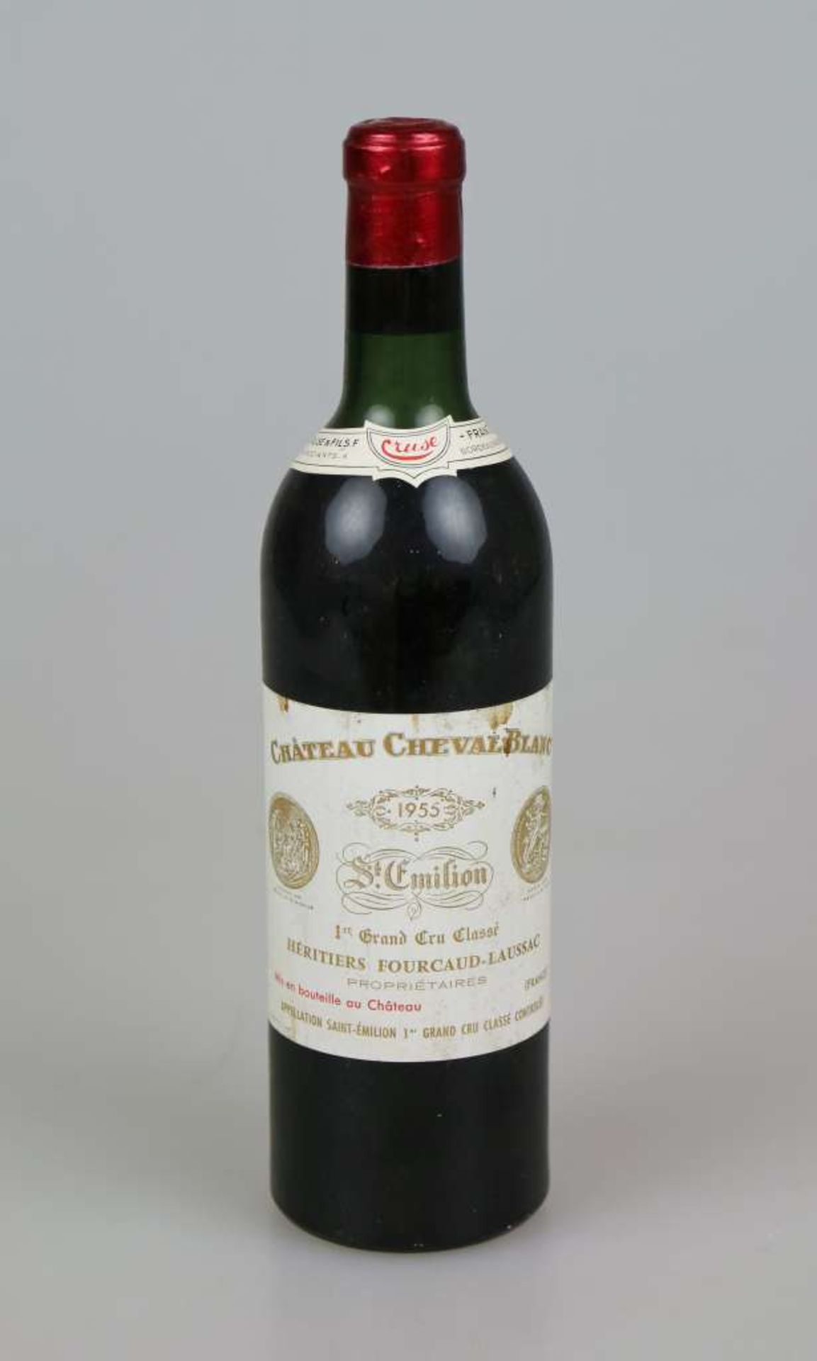 Rotwein, Flasche Château Cheval-Blanc 1955, 1er Grand Cru Classé A, Bordeaux St. Emilion 0,75 L.,