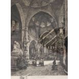 Bernhard K.J. MANNFELD (1848-1925), Radierung, u. mittig sign., Kircheninterieur. Maße: ca. 39 x