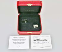 Cartier, Paar Manschettenknöpfe 925er Sterling Silber, rechteckige Form mit dezenter Gravur,