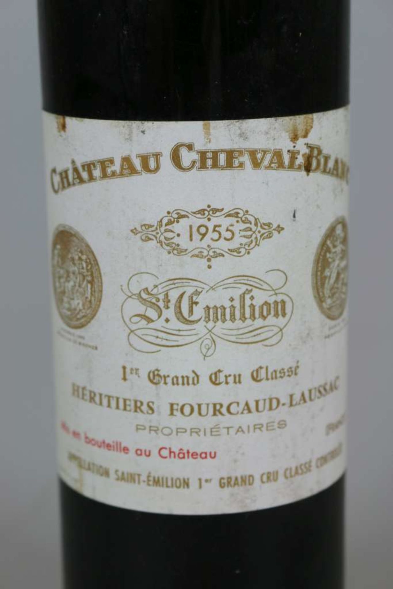 Rotwein, Flasche Château Cheval-Blanc 1955, 1er Grand Cru Classé A, Bordeaux St. Emilion 0,75 L., - Bild 2 aus 2