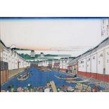 HOKUSAI (1760-1849), Farbholzschnitt (oban yoko-e), Nihonbashi Brücke in Edo, aus den 36 Ansichten