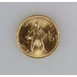 Goldmünze Russland, Tscherwonetz 10 Rubel, Gewicht: 8,6 g, D.: 22,7 mm, Jahrgang 1976.