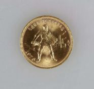 Goldmünze Russland, Tscherwonetz 10 Rubel, Gewicht: 8,6 g, D.: 22,7 mm, Jahrgang 1976.