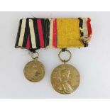 Ordenschnalle mit 2 Auszeichnungen, deutsch französischer Krieg 1870/71, Kriegsdenkmünze für Kämpfer