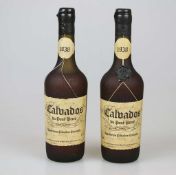 Calvados, 2 Flaschen, je 70 cl., Jahrgang 1938, Bezeichnung: Calvados du Pont Percé,