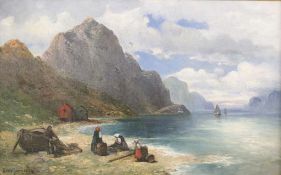 Knud JANNSSEN (XIX-XX), Öl auf Leinwand, u.li. sign. Knut Janssen, Fischer am Fjord, expressive