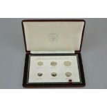 Kuwait, Silver Proof Set, issued by the central bank of Kuwait 1987, 6 Münzen, 1, 5, 10, 20, 50