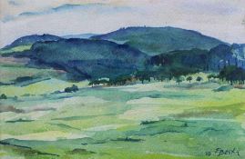 Fritz BEST (1894-1980), Aquarell, u.re.sign., Blick in den Taunus,. Maße: 26,5 x 17,8 cm. Im