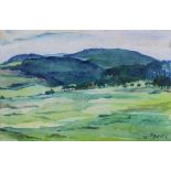 Fritz BEST (1894-1980), Aquarell, u.re.sign., Blick in den Taunus,. Maße: 26,5 x 17,8 cm. Im