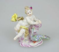 Nymphenburg, Putto als Juno mit Pfau, Entwurf Franz Anton BUSTELLI (1723-1763), 20. Jh.,