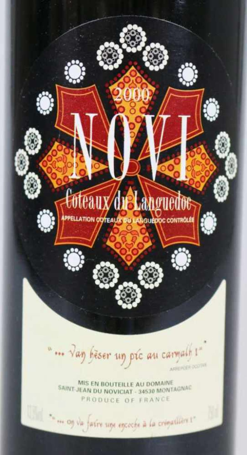 Rotwein, 6 Flaschen Novi, Domaine Saint-Jean du Novicat, Coteaux du Languedoc, 2000, 0,75 L. Der - Bild 3 aus 4