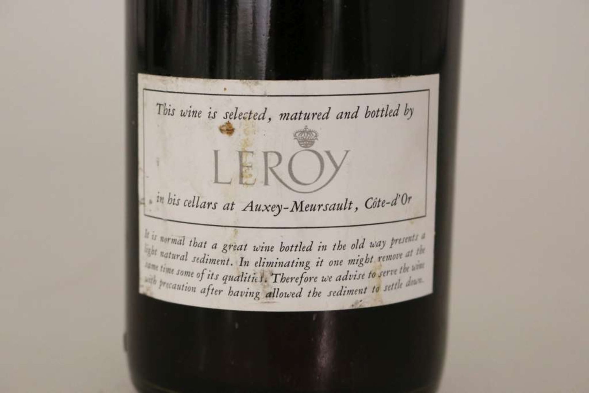 Rotwein, Flasche Musigny, 1969, Domaine Leroy, Grand Cru, Cote de Nuits, Bourgogne, 0,75 L, - Bild 3 aus 3