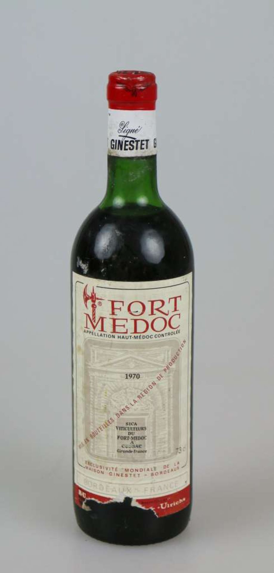 Rotwein, Flasche Fort Medoc, 1970, 0,73 L. Top shoulder, Etikett beschädigt. Der Wein stammt aus - Bild 3 aus 4
