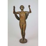 Paul MOYE (1877-1926), Bronze, patiniert, Jugendstil, weibl. Akt, sign. P. Moye, Guß v. F. Köhler-