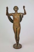 Paul MOYE (1877-1926), Bronze, patiniert, Jugendstil, weibl. Akt, sign. P. Moye, Guß v. F. Köhler-