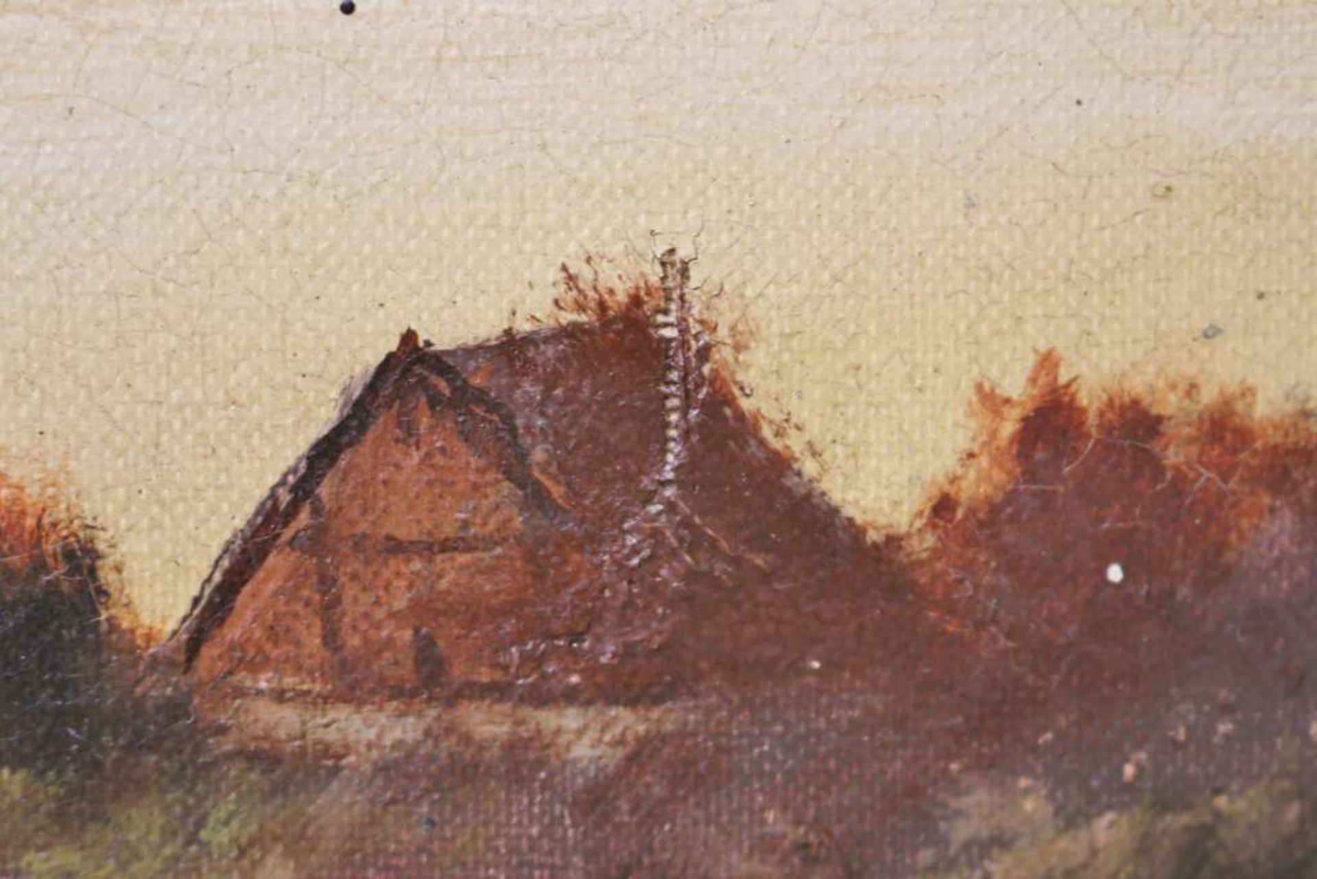Unbekannter Künstler (XX), Dorflandschaft bei Abenddämerung, Öl auf Leinwand, u.li. unleserlich - Bild 4 aus 6