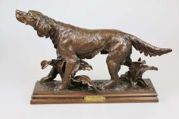 Richard RUSCHE (Diesdorf bei Magdeburg 1851-1935 ebd.), große Bronze Skulptur "Witternder Jagdhund",