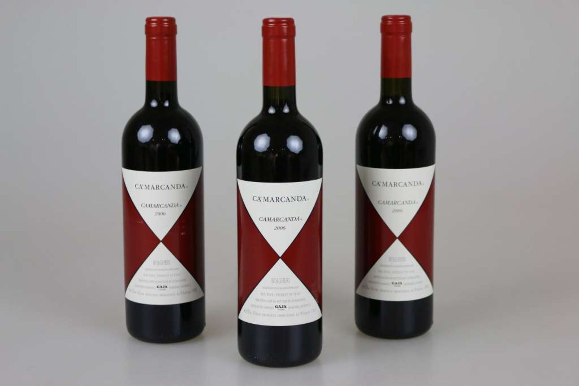 Rotwein Toscana, 3 Flaschen CA`MARCANDA Bolgheri 2006.