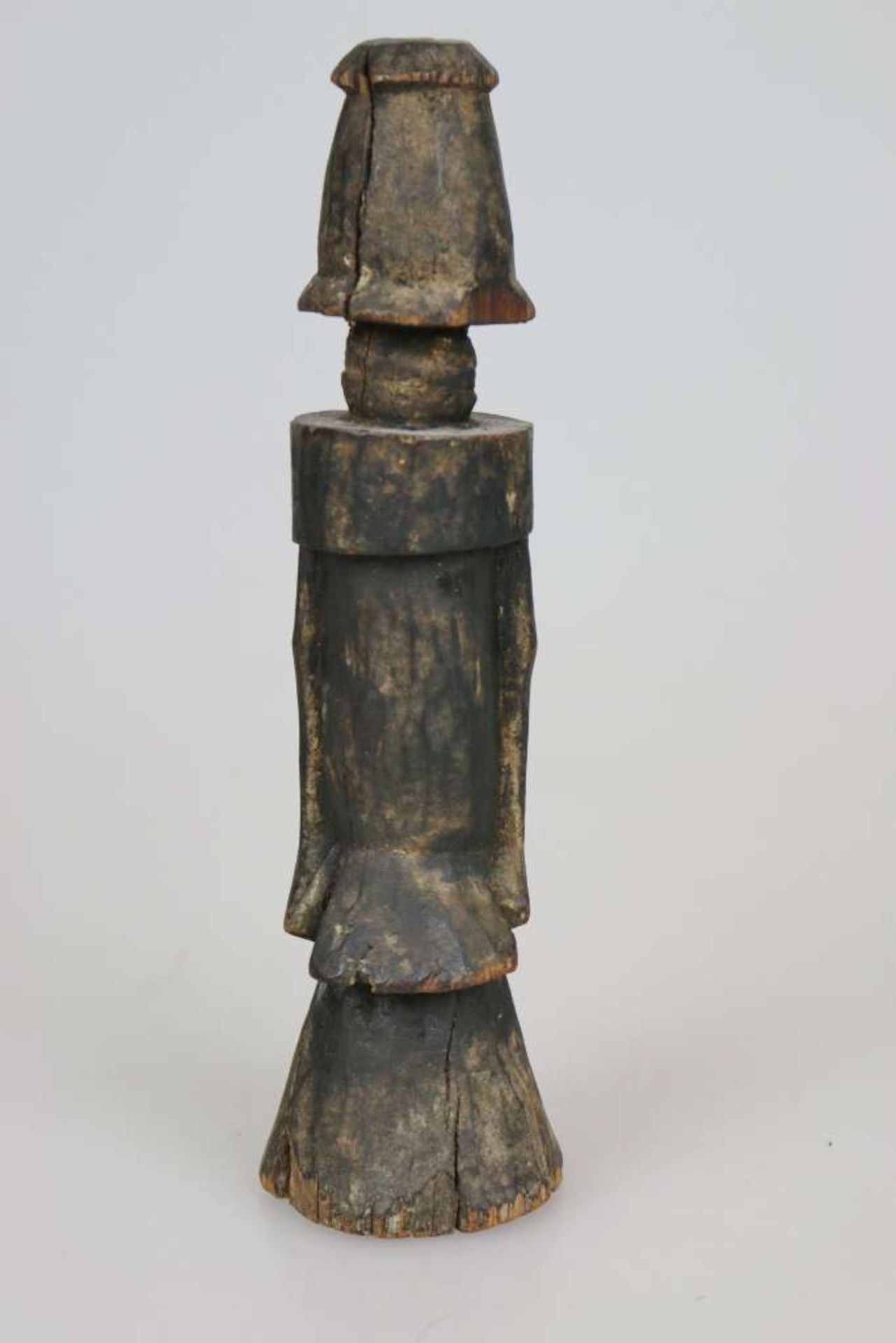 DOGON, Mali, Holz mit dunkelbrauner Patina, sitzende Figur, überlängter Rumpf, am Korpus eng - Bild 3 aus 4
