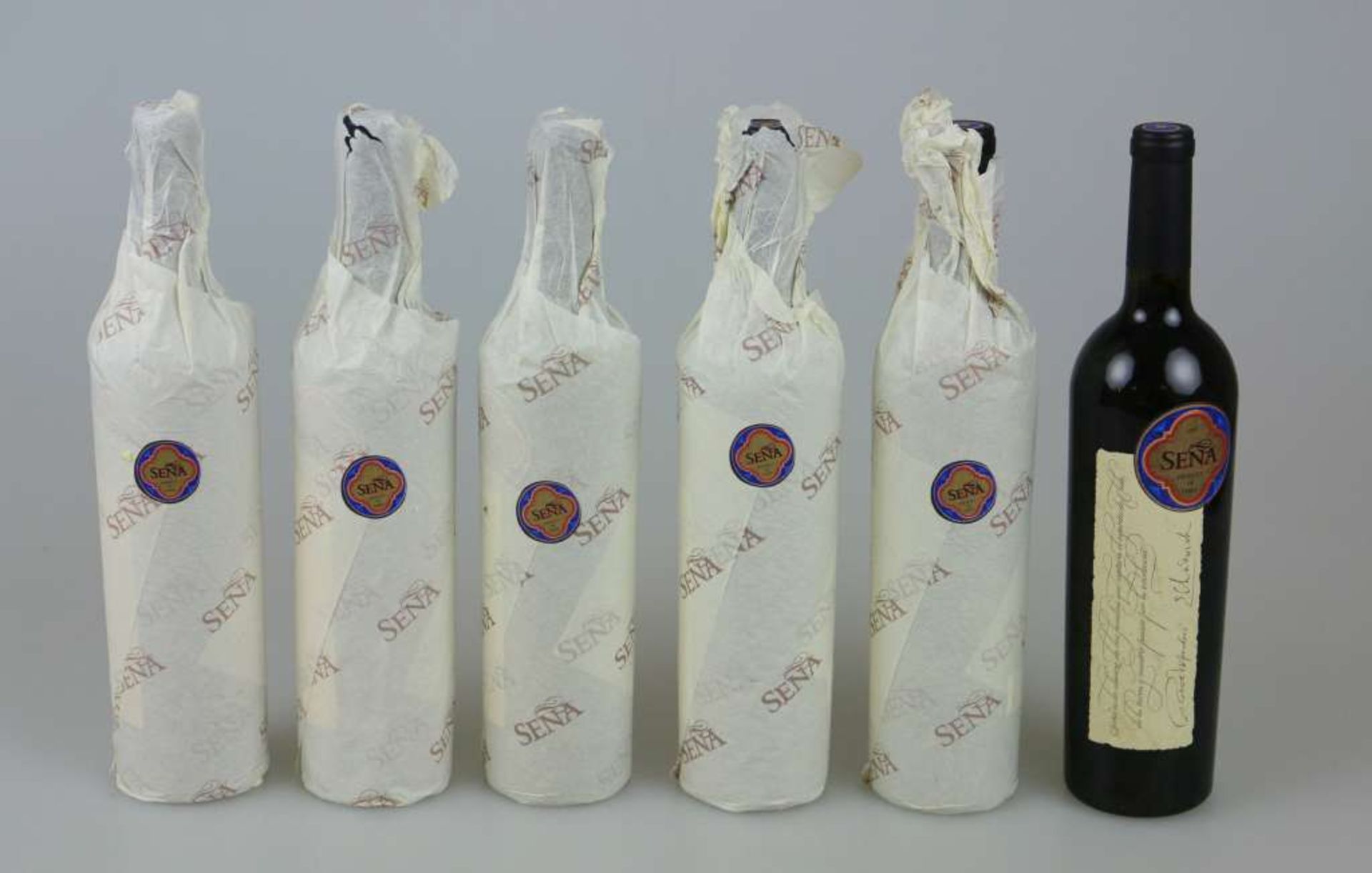 Rotwein, 6 Flaschen Sena, Vina Errazuriz/ Mondavi, Aconcagua Valley Chile, 1995, 0,75 L. Der Wein