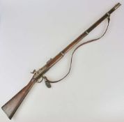 Perkussionsgewehr England, Enfield M 1853. Glatter Lauf, Kal. ca. 15 mm mit klappbarer Visierung und