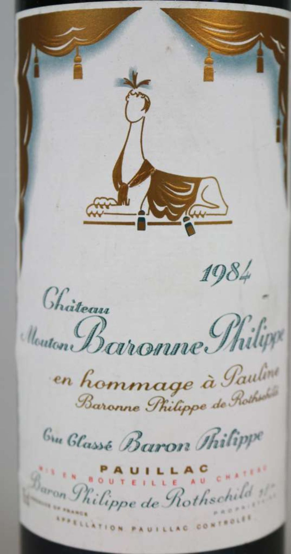 Rotwein, 5 Flaschen Château Mouton Baronne Philippe, 1984, 0,75 L. 3x top, 2x upper mid shoulder. - Bild 3 aus 4