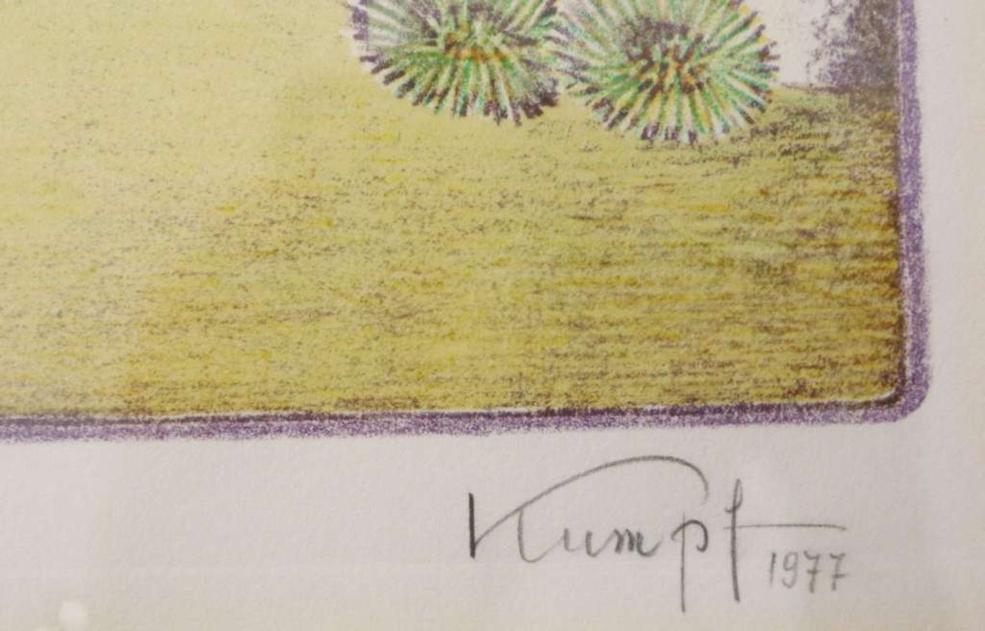 Gottfried KUMPF (1930), Farblithographie, u. li. betitelt "Frühsommer im Burgenland", u.re mit - Bild 3 aus 4