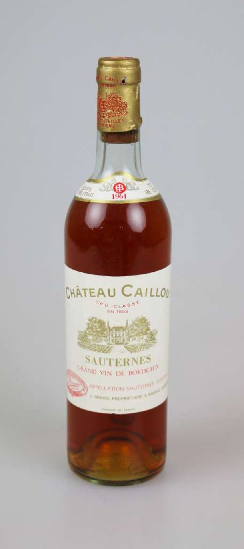 Süßwein, Flasche Château Caillou, 1961, 0,73 L, top shoulder. Der Wein stammt aus einer