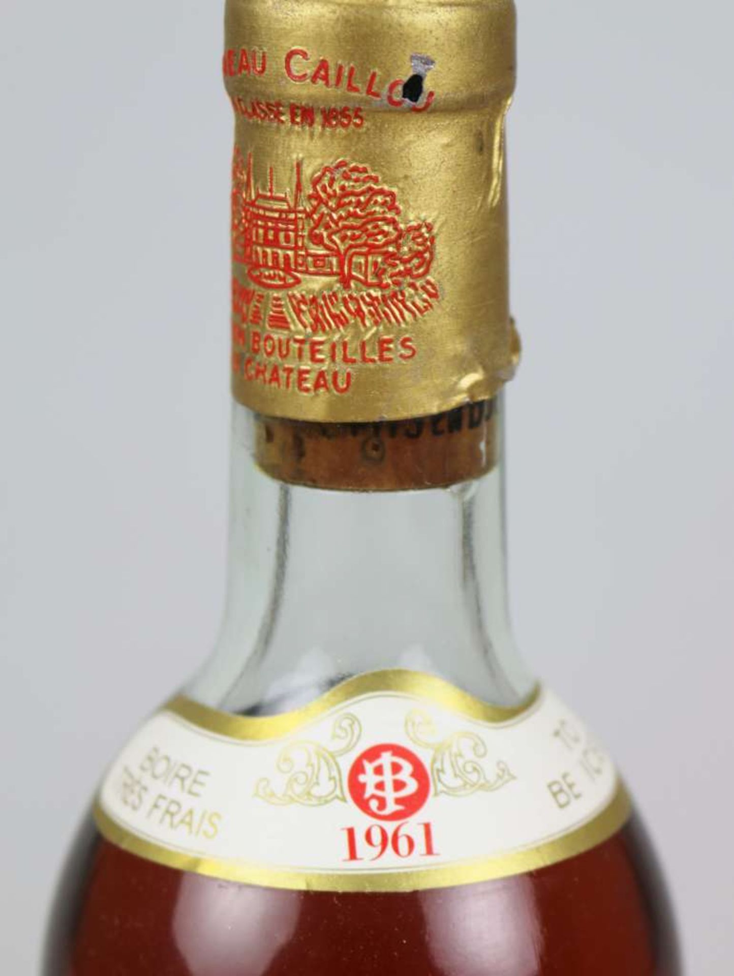 Süßwein, Flasche Château Caillou, 1961, 0,73 L, top shoulder. Der Wein stammt aus einer - Bild 3 aus 4