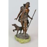 Paul Ludwig KOWALCZEWSKI (1865-1910), Diana mit Jagdhund, Bronze, braun patiniert, Jagende Diana