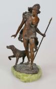 Paul Ludwig KOWALCZEWSKI (1865-1910), Diana mit Jagdhund, Bronze, braun patiniert, Jagende Diana