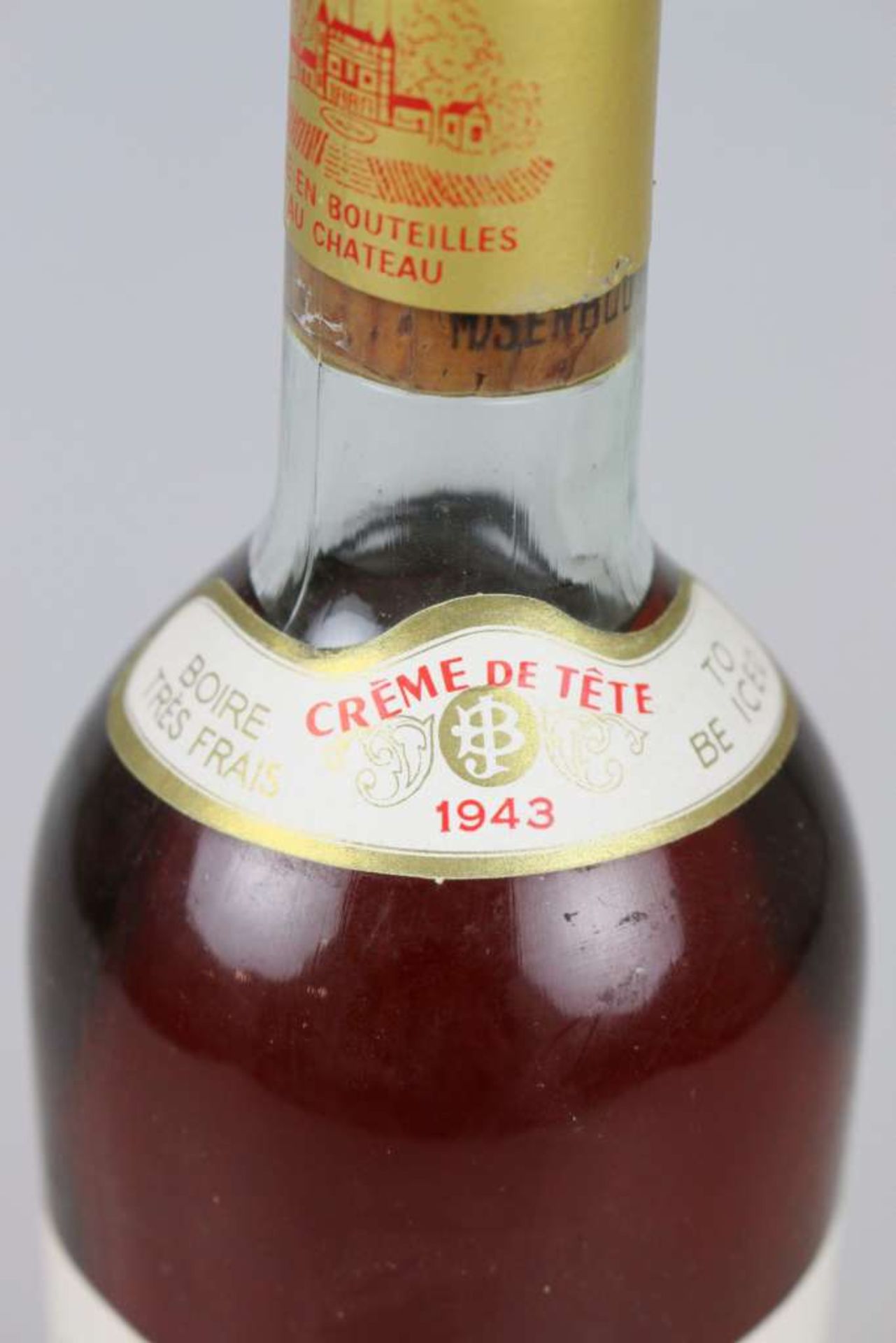 Süßwein, 2 Flaschen Château Caillou, 1943, 0,73 L. Top shoulder. Der Wein stammt aus einer - Bild 4 aus 4