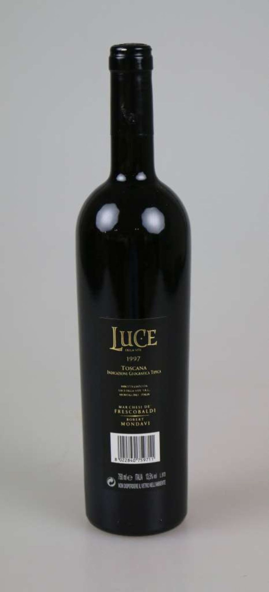 Rotwein, 6 Flaschen Luce della Vite, Frescobaldi/ Mondavi, 1997, 0,75 L. In Original-Holzkiste. - Bild 5 aus 6