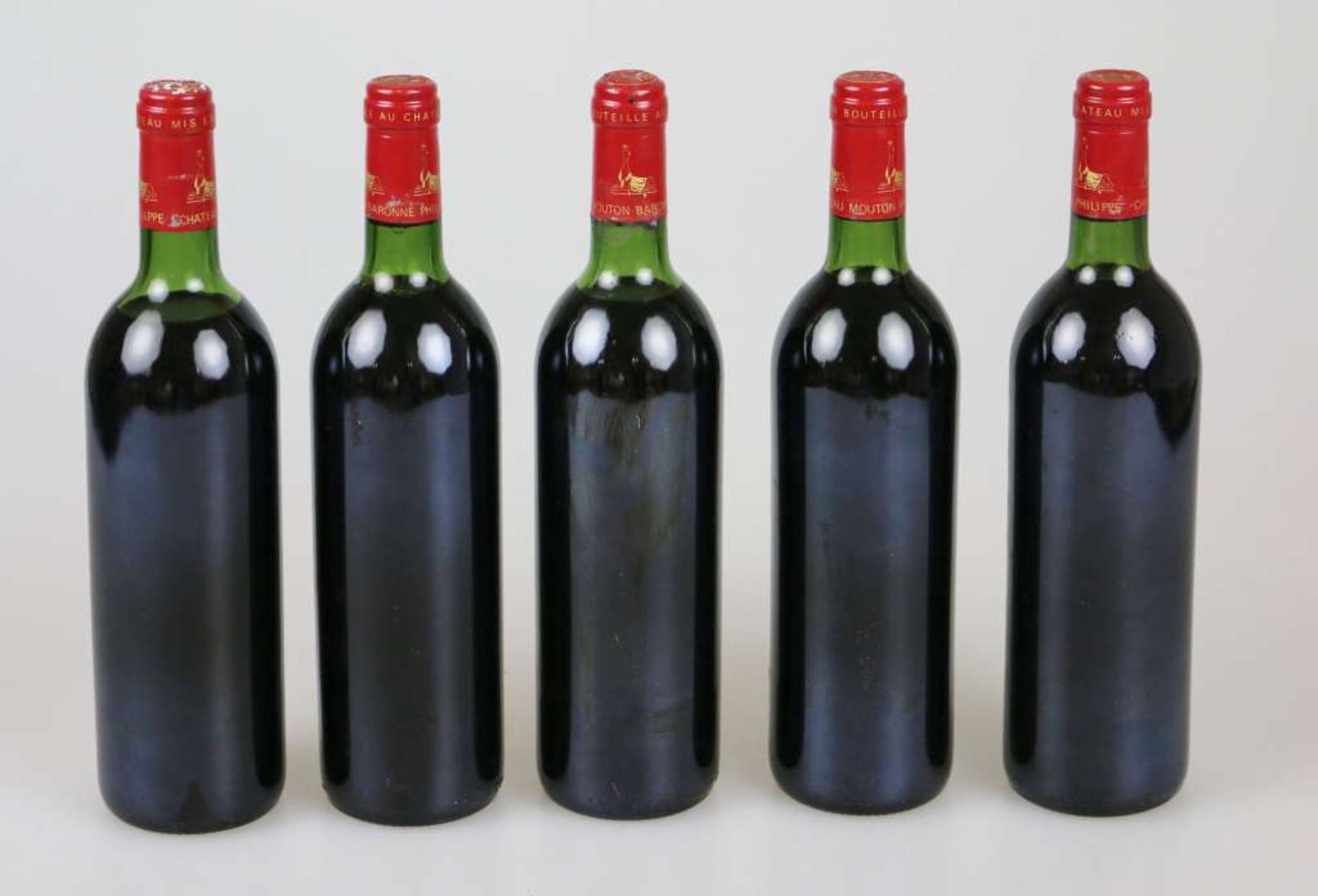 Rotwein, 5 Flaschen Château Mouton Baronne Philippe, 1984, 0,75 L. 3x top, 2x upper mid shoulder. - Bild 2 aus 4